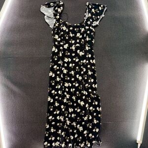 Old Navy Black Maxi Dress with White Floral Print